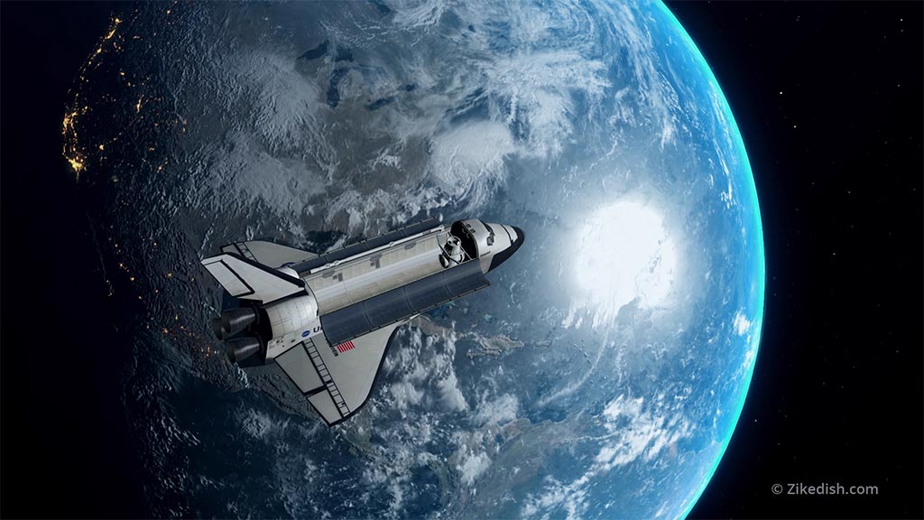 3D Earth and space shuttle