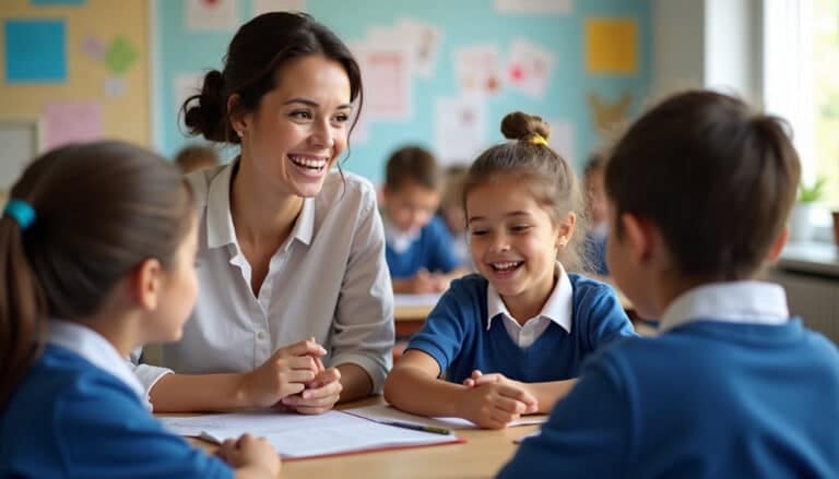 Highlighting Excellence in Mathematics Teaching: Dr Linda le Hanie’s Contribution to Oxford’s Sum It Up! Magazine Teacher and learners smiling while busy with maths.